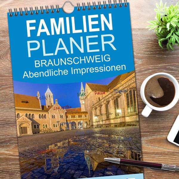 Produktbild: Familienplaner 2026 - BRAUNSCHWEIG - Abendliche Impressionen mit 5 Spalten (Wandkalender, 21 x 45 cm) CALVENDO