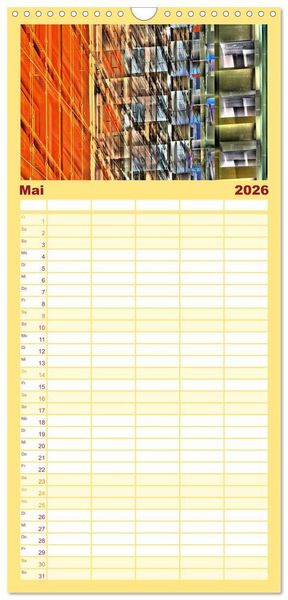 Produktbild: Familienplaner 2026 - Abstrakt mit 5 Spalten (Wandkalender, 21 x 45 cm) CALVENDO