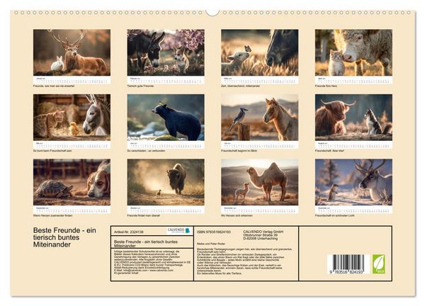 Produktbild: Beste Freunde - ein tierisch buntes Miteinander (hochwertiger Premium Wandkalender 2027 DIN A2 quer), Kunstdruck in Hochglanz