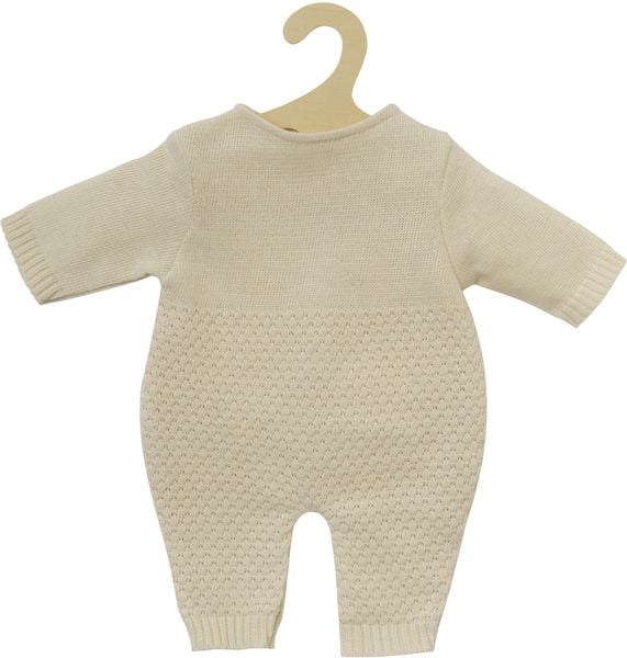 Puppen-Strickstrampler aus 100 % Bio-Baumwolle, ecru, Gr. 28-35 cm