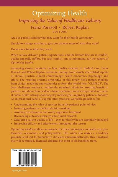 Produktbild: Optimizing Health: Improving the Value of Healthcare Delivery