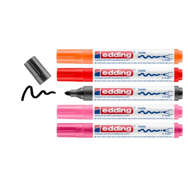 Produktbild: Edding 4500 Textilmarker 2-3mm 5er Set warme Farben