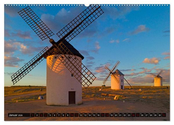 Produktbild: Windm&uuml;hlen in La Mancha (hochwertiger Premium Wandkalender 2026 DIN A2 quer), Kunstdruck in Hochglanz