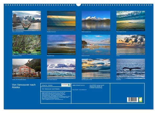 Produktbild: Von Vancouver nach Alaska (Wandkalender 2026 DIN A2 quer), CALVENDO Monatskalender