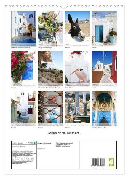 Produktbild: Griechenland - Reiselust (Wandkalender 2026 DIN A3 hoch), CALVENDO Monatskalender