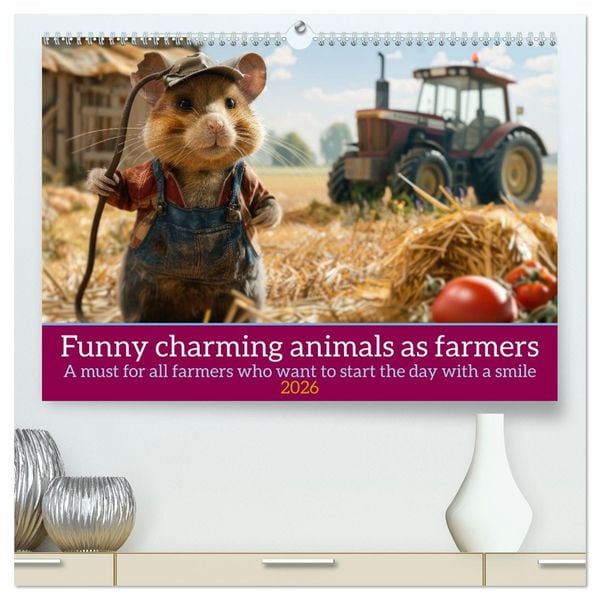 Produktbild: Funny charming animals as farmers (High Quality Premium Wall Calendar 2026 DIN A2 landscape),CALVENDO 12 Month Wall Calendar
