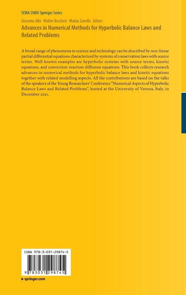 Produktbild: Advances in Numerical Methods for Hyperbolic Balance Laws and Related Problems