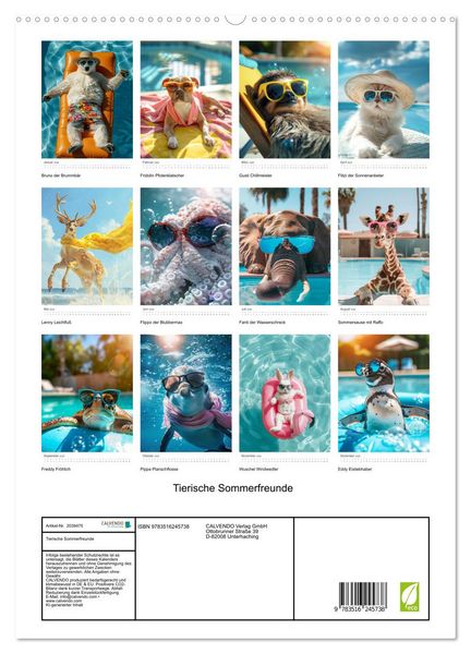Produktbild: Tierische Sommerfreunde (hochwertiger Premium Wandkalender 2026 DIN A2 hoch), Kunstdruck in Hochglanz