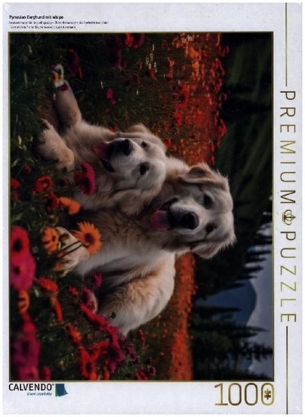 CALVENDO Puzzle Pyrenäen Berghund mit Welpe | 1000 Teile Lege-Größe 64x48cm Foto-Puzzle für glückliche Stunden