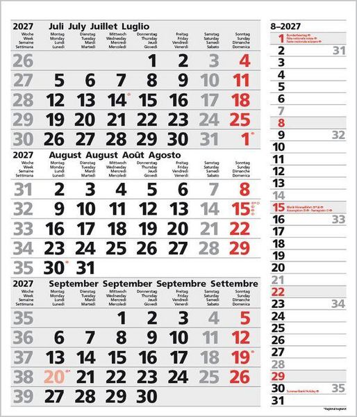 Produktbild: 3-Monats-Planer Combi Grau 2027