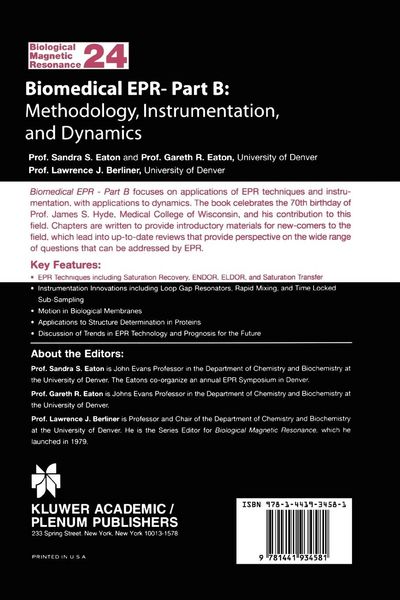 Produktbild: Biomedical EPR - Part B: Methodology, Instrumentation, and Dynamics