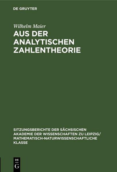 Produktbild: Aus der analytischen Zahlentheorie