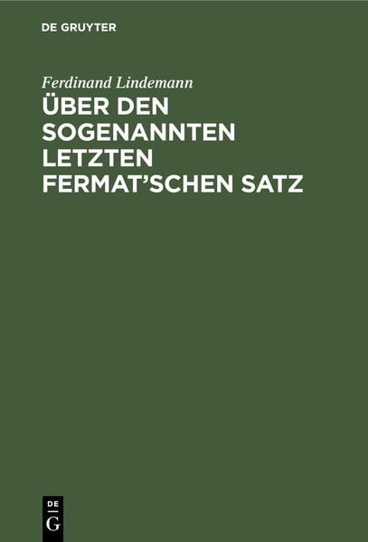 Produktbild: &Uuml;ber den sogenannten letzten Fermat'schen Satz
