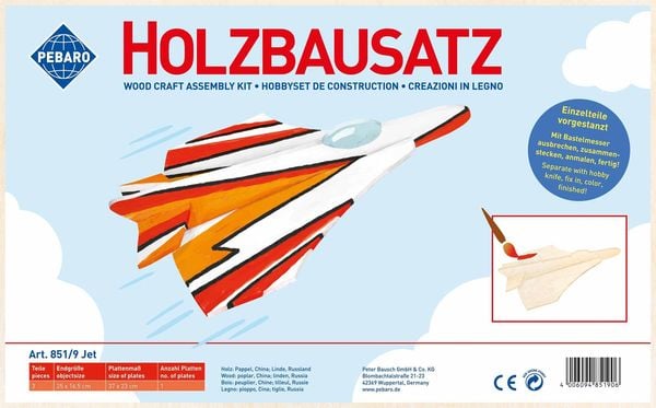 Produktbild: PEBARO 851/9 - Holzbausatz Jet, 3 Teile, Holzkunstruktion zum Zusammenstecken