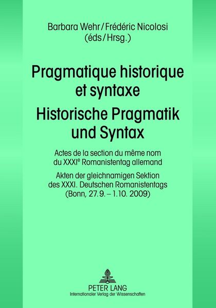 Produktbild: Pragmatique historique et syntaxe- Historische Pragmatik und Syntax