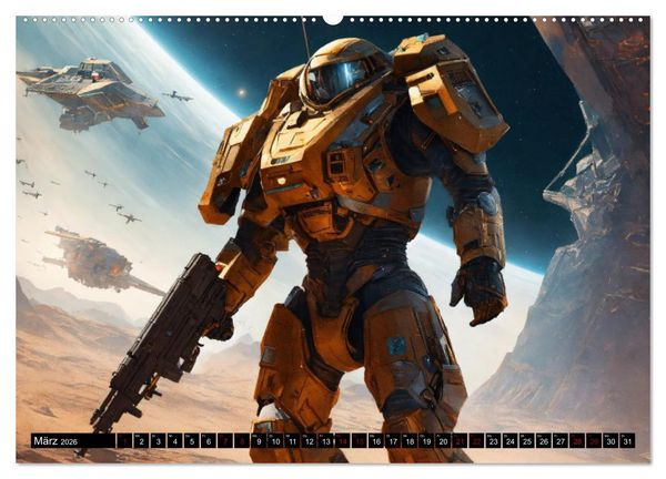 Produktbild: Futuristische Weltraumschlachten (hochwertiger Premium Wandkalender 2026 DIN A2 quer), Kunstdruck in Hochglanz