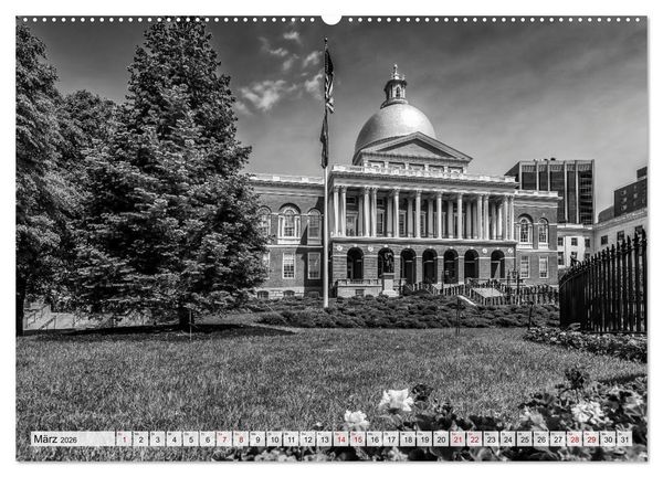 Produktbild: BOSTON Monochrome Stadtansichten (hochwertiger Premium Wandkalender 2026 DIN A2 quer), Kunstdruck in Hochglanz