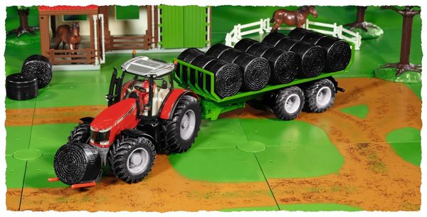 Produktbild: Siku Farmer 8614 - Massey Ferguson MF8680, Traktor mit Ballengabel, 1:32 Sondermodell