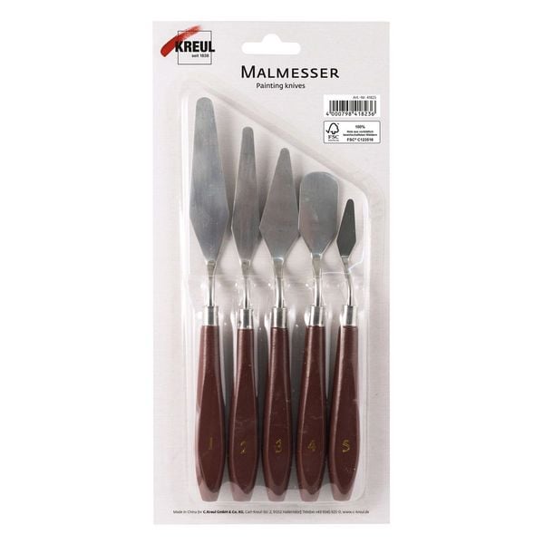 KREUL Malmesser 5er Set mit Metallklingen & Holzgriffen