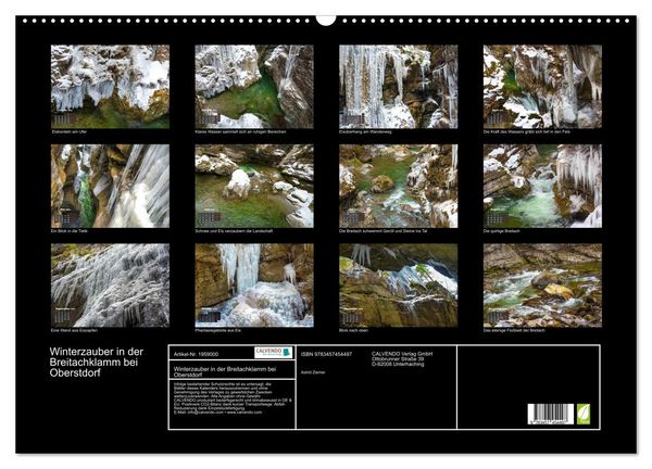 Produktbild: Winterzauber in der Breitachklamm bei Oberstdorf (Wandkalender 2026 DIN A2 quer), CALVENDO Monatskalender