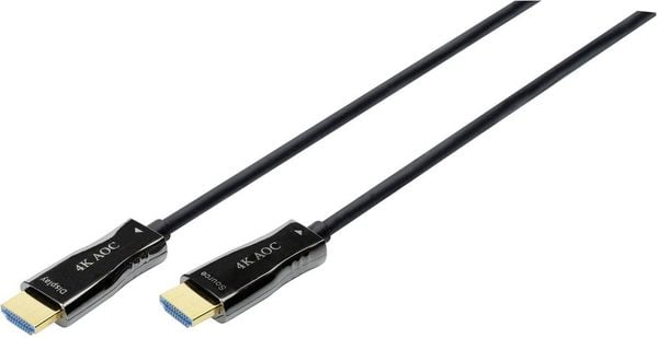 Digitus HDMI / Glasfaser Anschlusskabel HDMI-A Stecker, HDMI-A Stecker 10.00 m Schwarz AK-330125-100-S 4K UHD HDMI-Kabel