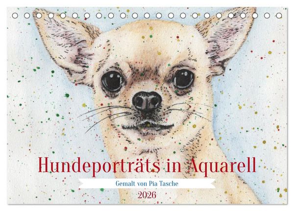 Produktbild: Hundeportr&auml;ts in Aquarell (Tischkalender 2026 DIN A5 quer), CALVENDO Monatskalender