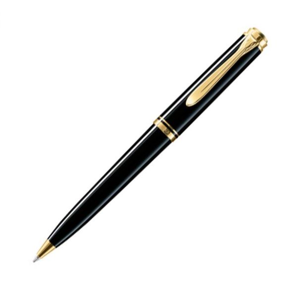 Pelikan Kugelschreiber Souverän® K600, Edelharz, 24-Karat vergoldete Zierelemente, Drehmechanik, Schwarz