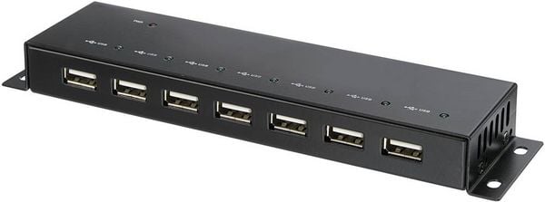 Produktbild: Renkforce RF-4791678 USB-Hub 7 Port USB-A USB 2.0 480 MBit/s Metallgeh&auml;use, zur Wandmontage Schwarz RF-4791678