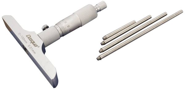 Dasqua 4611-8120 Tiefenmikrometer mit austauschbarer Stange 100mm (max) Ablesung: 0.01mm