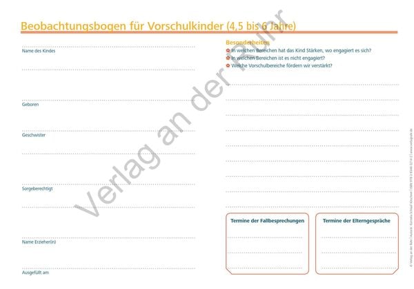 Produktbild: Der Beobachtungsbogen f&uuml;r Vorschulkinder