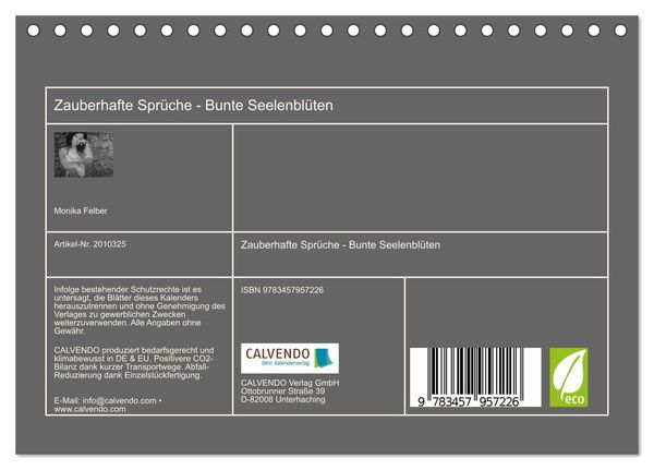 Produktbild: Zauberhafte Spr&uuml;che - Bunte Seelenbl&uuml;ten (Tischkalender 2026 DIN A5 quer), CALVENDO Monatskalender