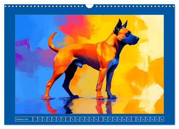Produktbild: Kraftvolle Partner. Hunde in k&uuml;nstlerischer &Ouml;loptik (Wandkalender 2026 DIN A3 quer), CALVENDO Monatskalender