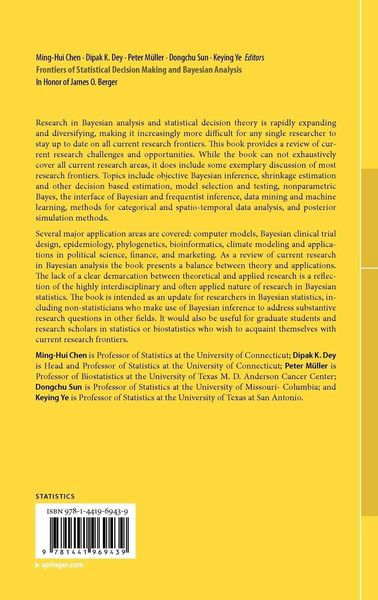 Produktbild: Frontiers of Statistical Decision Making and Bayesian Analysis