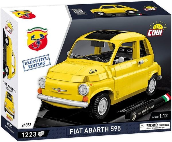 COBI Cars 24353 - Fiat Abarth 595, gelb, Executive Edition, Bausatz 1:12, 1223 Klemmbausteine