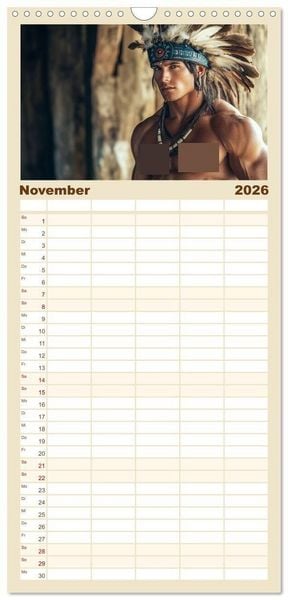 Produktbild: Familienplaner 2026 - Im Bann des Kriegers mit 5 Spalten (Wandkalender, 21 x 45 cm) CALVENDO