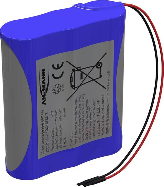 Ansmann 1S3P Akkupack 3x 18650 Kabel Li-Ion 3.6V 10050 mAh