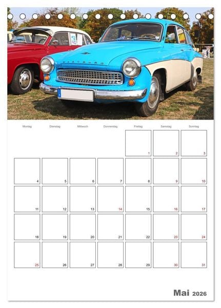 Produktbild: Ost-Oldtimer in Magdeburg (Tischkalender 2026 DIN A5 hoch), CALVENDO Monatskalender