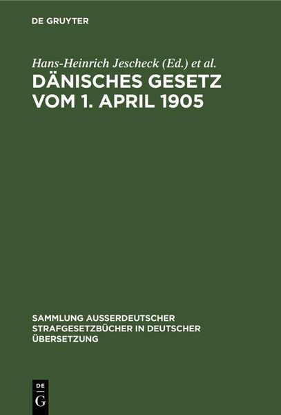 Produktbild: D&auml;nisches Gesetz vom 1. April 1905