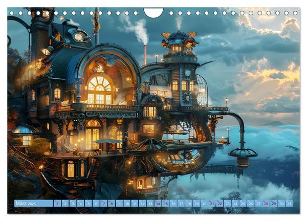 Produktbild: Steampunk Domizile (Wandkalender 2026 DIN A4 quer), CALVENDO Monatskalender