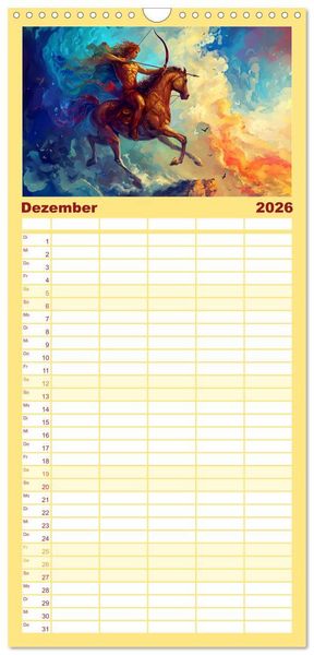 Produktbild: Familienplaner 2026 - Sternzeichen-Kalender - Galaktische Portr&auml;ts mit Datum mit 5 Spalten (Wandkalender, 21 x 45 cm) CALVENDO