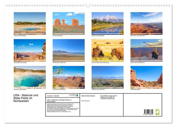 Produktbild: USA - National und State Parks im Nordwesten (Wandkalender 2026 DIN A2 quer), CALVENDO Monatskalender