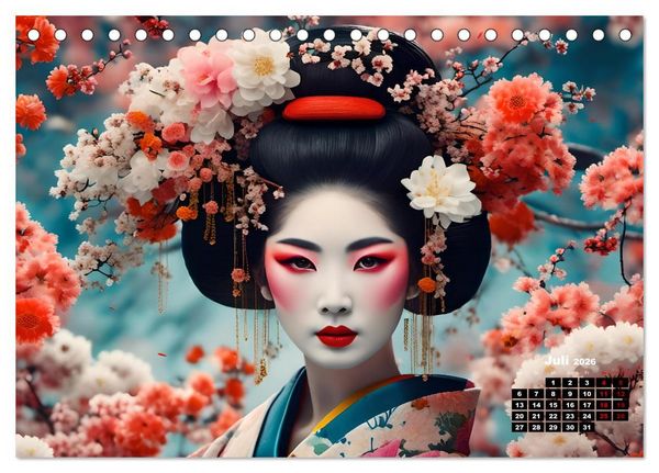 Produktbild: Geishas Portraits von japanischen Gastgeberinnen inspiriert (Tischkalender 2026 DIN A5 quer), CALVENDO Monatskalender