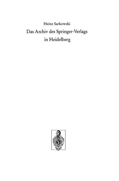 Produktbild: Das Archiv des Springer-Verlags in Heidelberg
