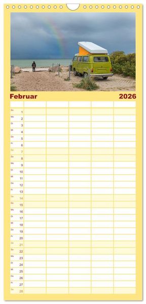 Produktbild: Familienplaner 2026 - Vanlife - Gl&uuml;cklich auf vier R&auml;dern mit 5 Spalten (Wandkalender, 21 x 45 cm) CALVENDO