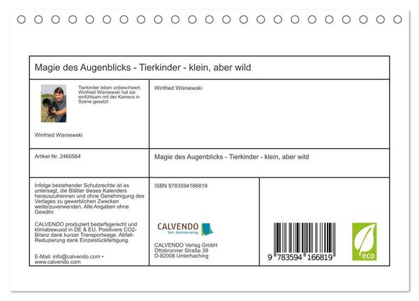 Produktbild: Magie des Augenblicks - Tierkinder - klein, aber wild (Tischkalender 2027 DIN A5 quer), CALVENDO Monatskalender