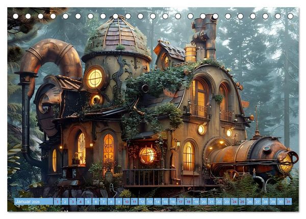 Produktbild: Steampunk Domizile (Tischkalender 2026 DIN A5 quer), CALVENDO Monatskalender