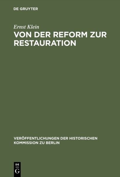 Produktbild: Von der Reform zur Restauration