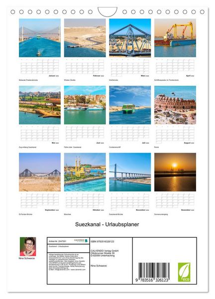 Produktbild: Suezkanal - Urlaubsplaner (Wandkalender 2026 DIN A4 hoch), CALVENDO Monatskalender