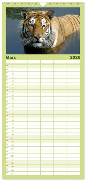 Produktbild: Familienplaner 2026 - Welt der Tiere mit 5 Spalten (Wandkalender, 21 x 45 cm) CALVENDO