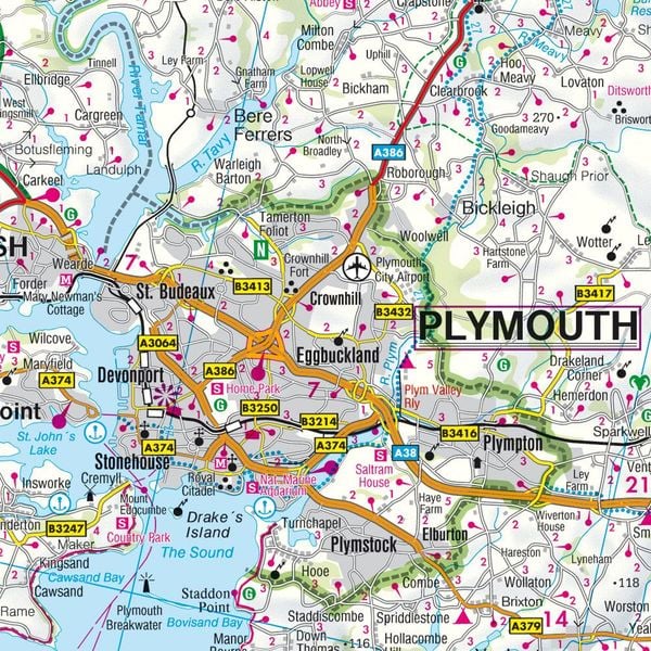 Cornwall 1 : 150 000. Autokarte